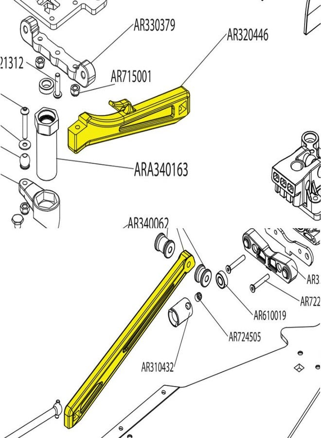 UURCSKY مجموعة دعامات هيكل أمامية وخلفية من الألومنيوم، قطع غيار مُحسّنة لسيارات ARRMA 1/8 KRATON 6S، وNotorious 6S BLX، وOutcast 6S BLX، وTyphon 6S. رقم المنتج: AR320446 ARA320555R (أحمر) - Image 5